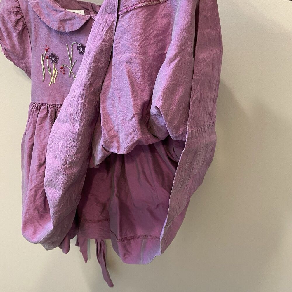 Vintage Talbots Girls 100% Silk Dress 9-12 Embroidered Flowers Purple - Picture 6 of 6